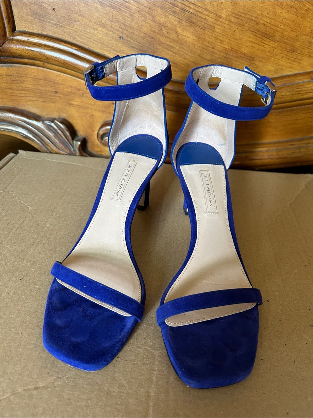 Stuart Weitzman Cobalt Blue Suede Ankle-Strap Heels